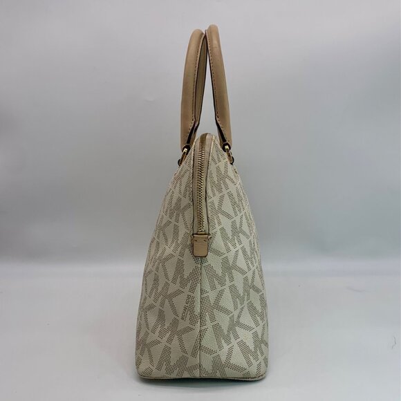 Michael Kors Cindy Vanilla Monogram Dome Satchel - Picture 2 of 12